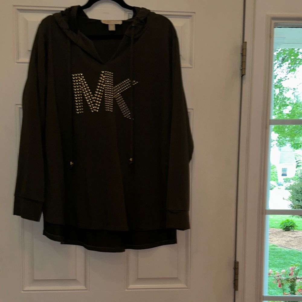 Michael Kors Olive Green Rhinestone MK Hoodie